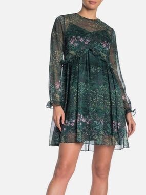 NWT Ted Baker Sorella Diamond Floral Print Mini Dress Green Size 3/US 8